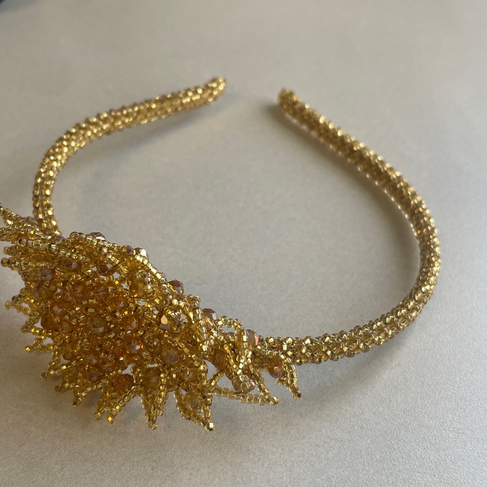 Gold Beaded Floral Headband - Elegant Women’s Hair Accessory - Picture 7 of 7